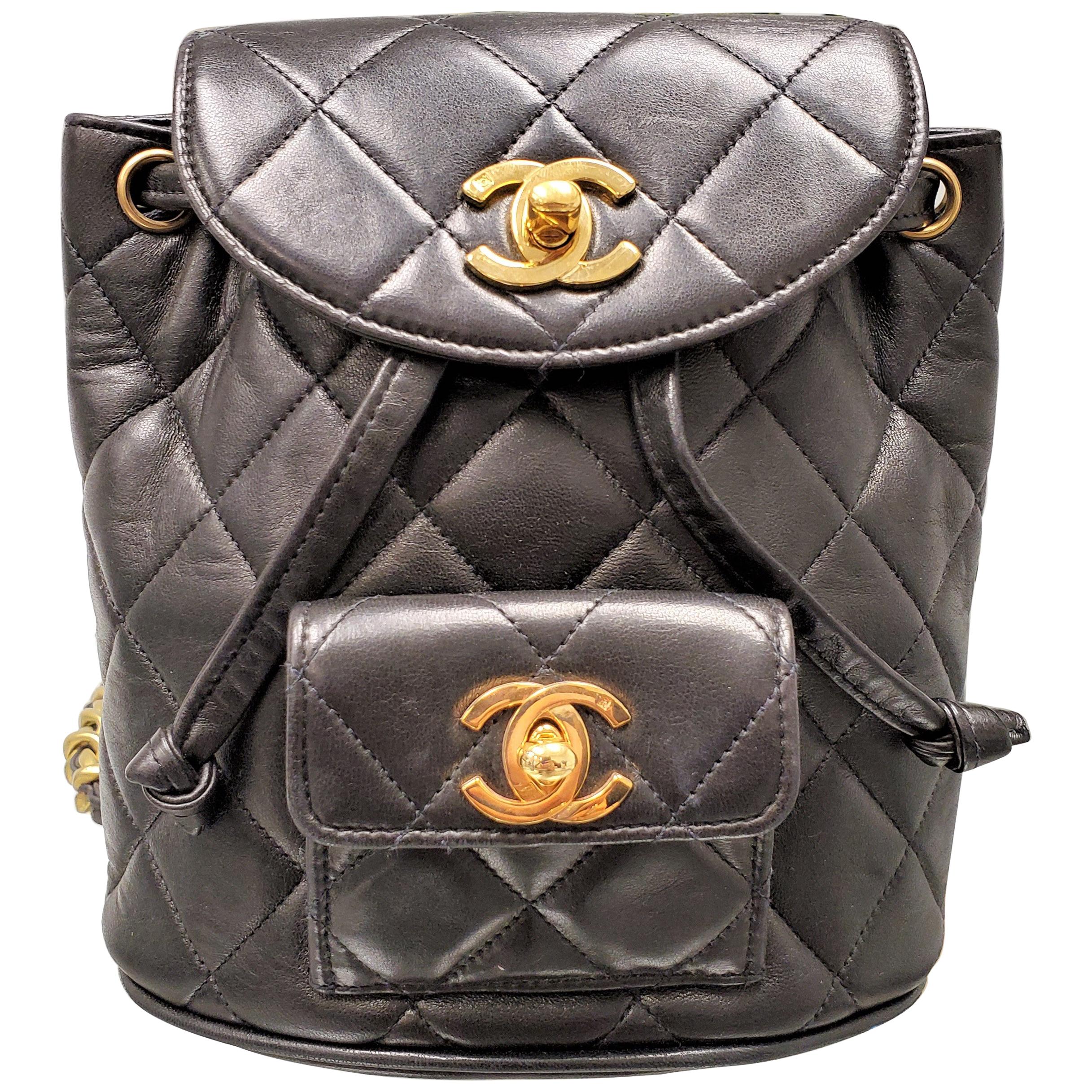 BALO CHANEL SMALL BACKPACK GRAINED SHINY CALFSKIN  GOLD CAO CẤP